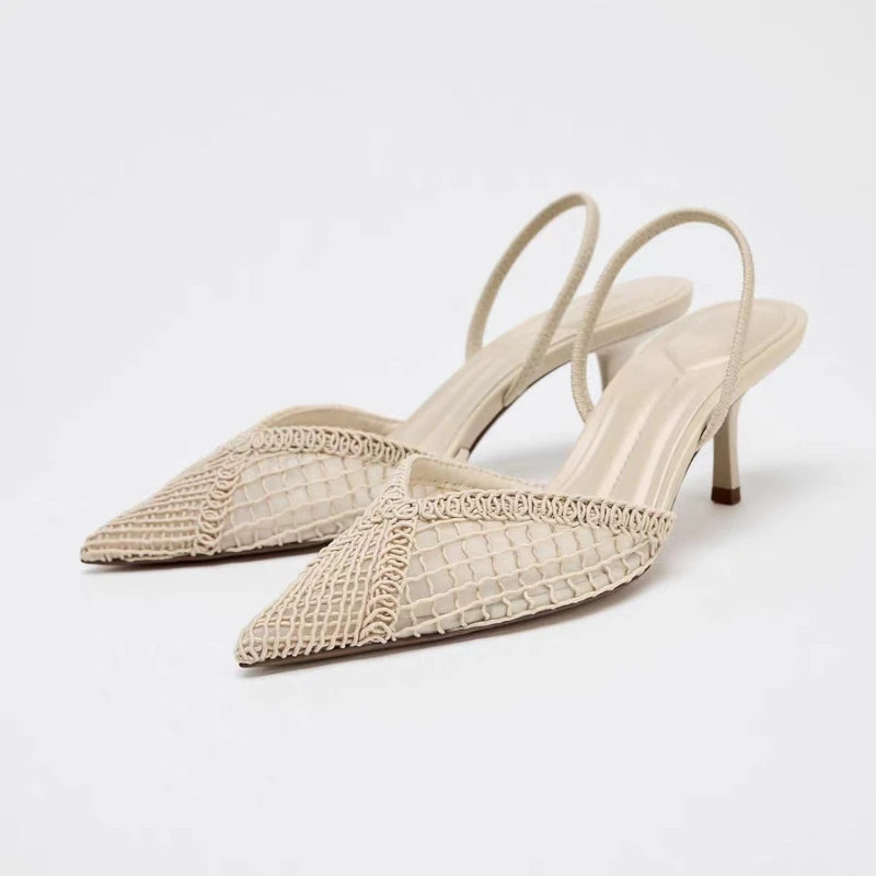 Bonilla נעלי עקב מחודדות רשת סלינגבק