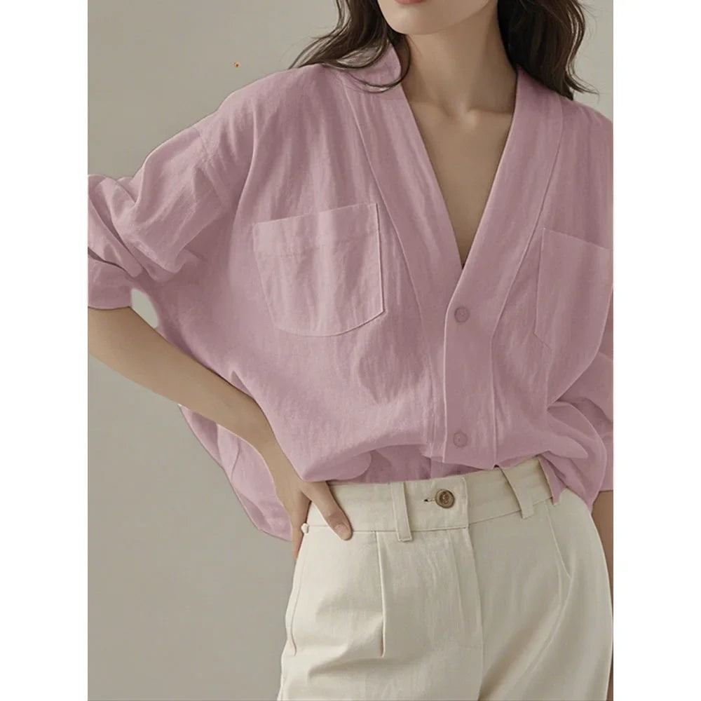 Marco חולצת כותנה לבנה עם כפתורים