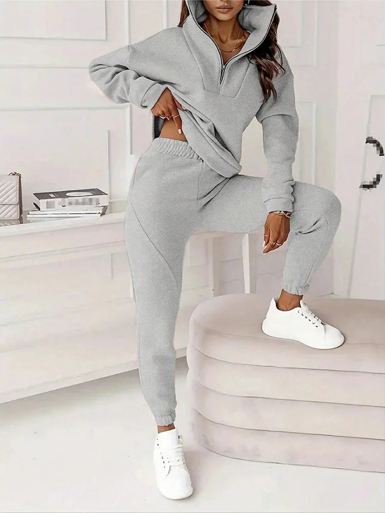 Bryan סט טרנינג עם רוכסן ומכנס מתרחב Outlet