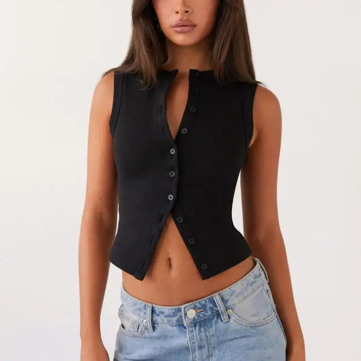 Luke גופיית קרופ עם כפתורים