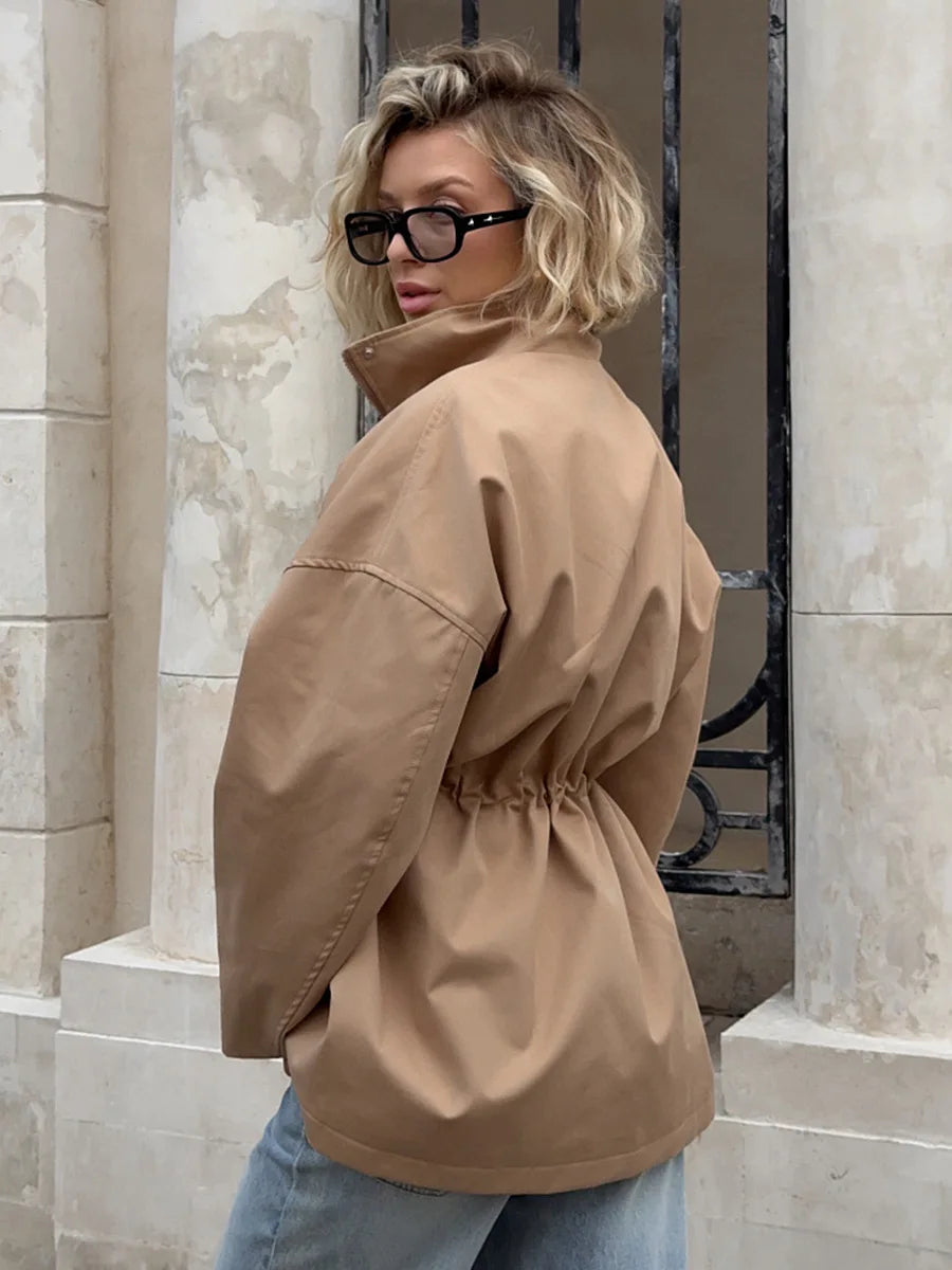 Louise מעיל טרנץ אמצעי צווארון גבוה קשירה