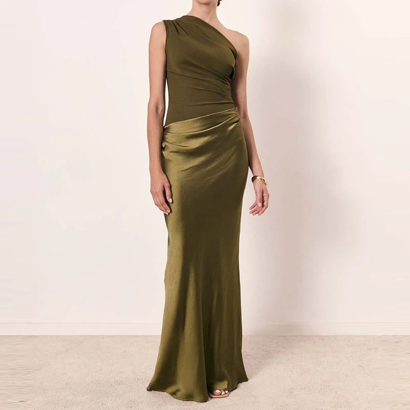 Erica שמלת מקסי סאטן אלגנטית