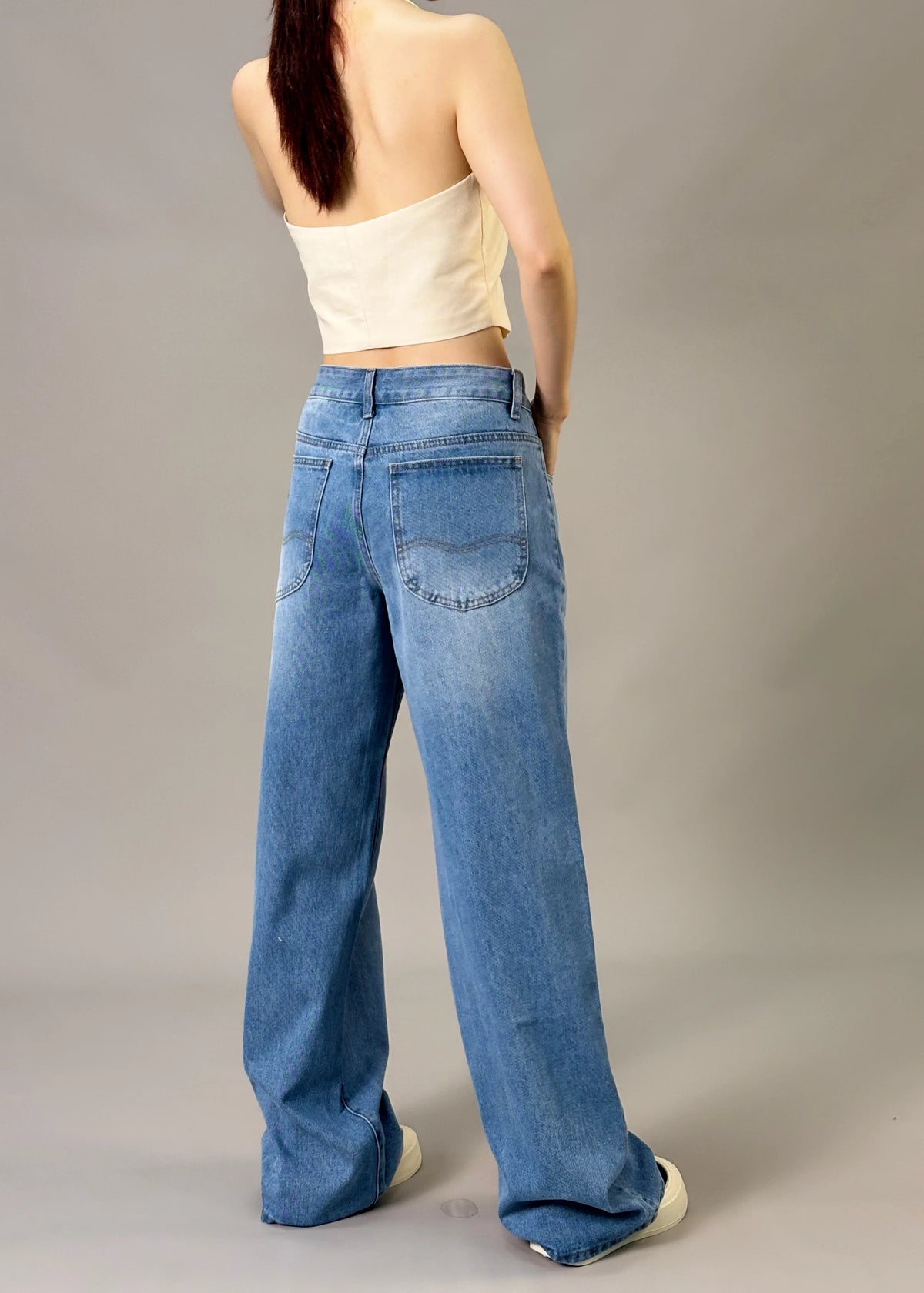 Penny ג'ינס וינטג' רחב גבוה מותן