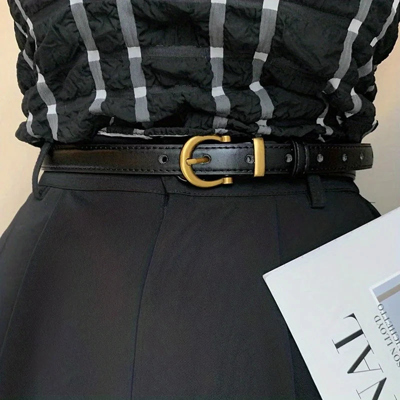 Seth חגורת עור בסגנון וינטג' עם אבזם קלאסי