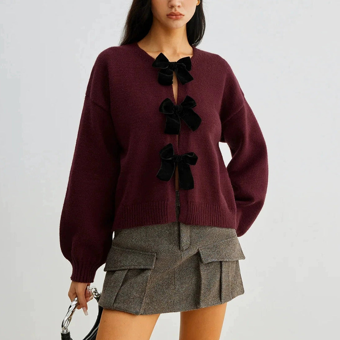 Devon קרדיגן קשירות קטיפה אלגנטי