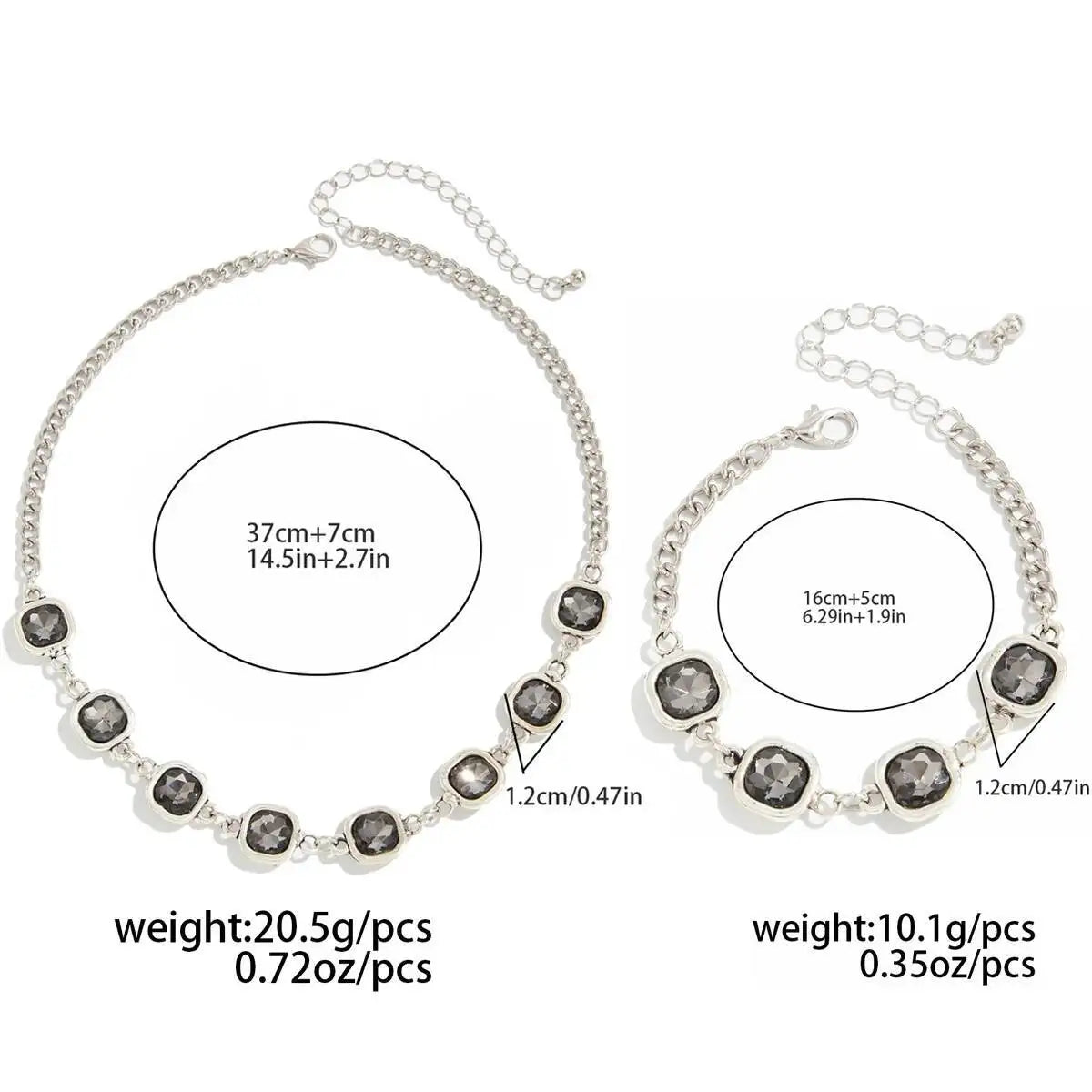 Viretta סט תכשיטי קריסטל מרובע