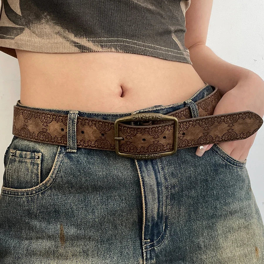 Teddy חגורה בעיצוב רטרו עם הדפס עדין