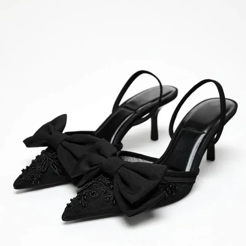 Hector נעלי עקב עם רשת ופפיון