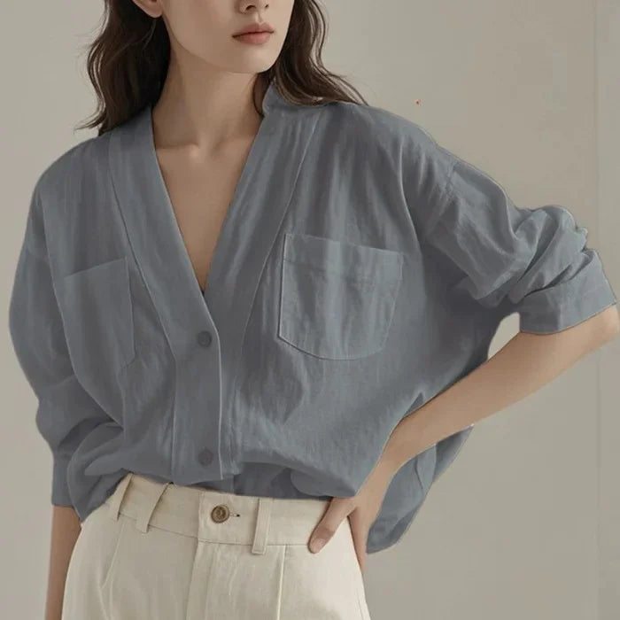 Marco חולצת כותנה לבנה עם כפתורים