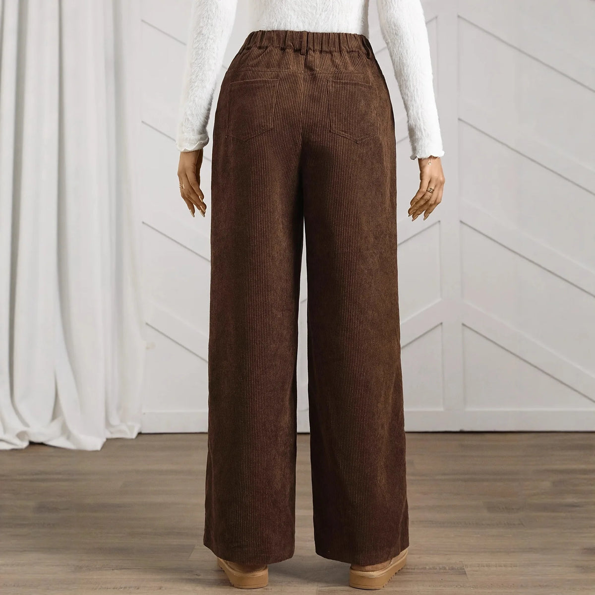 Welch מכנסי קורדרוי חומים רחבים עם מותן גבוהה