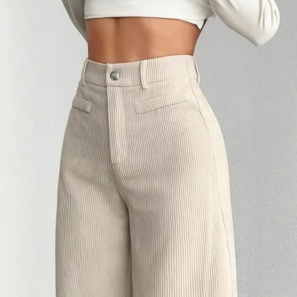 Harris מכנסי קורדרוי רחבים עם פסים ומותן גבוהה