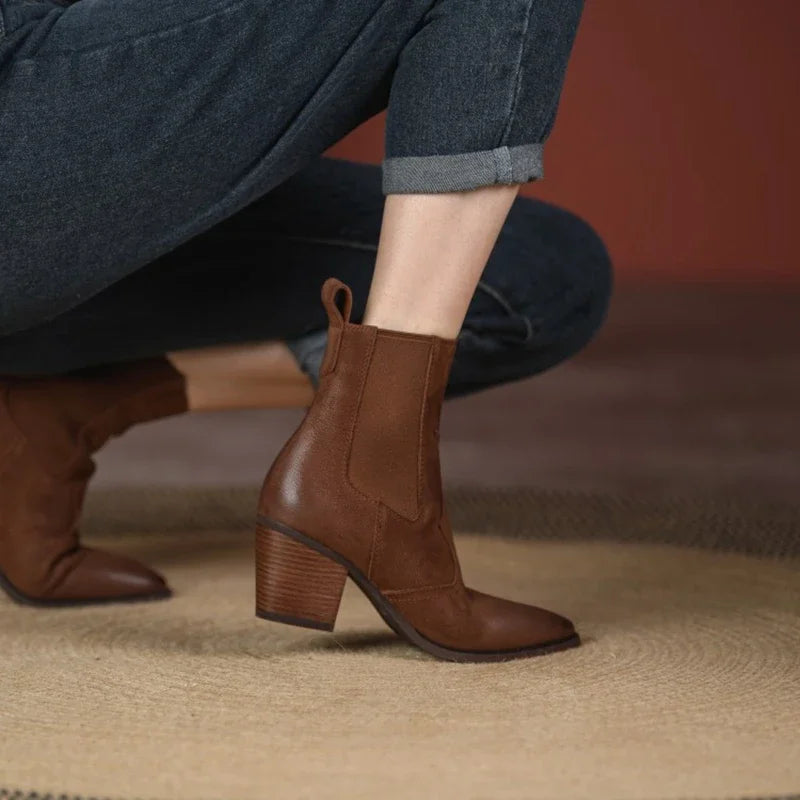 Carlson מגפוני עור אמיתי עקב