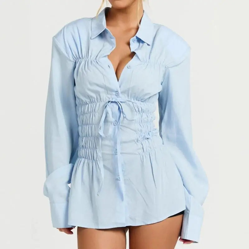 Marianne חולצת שרוכים מחטבת אלגנטית