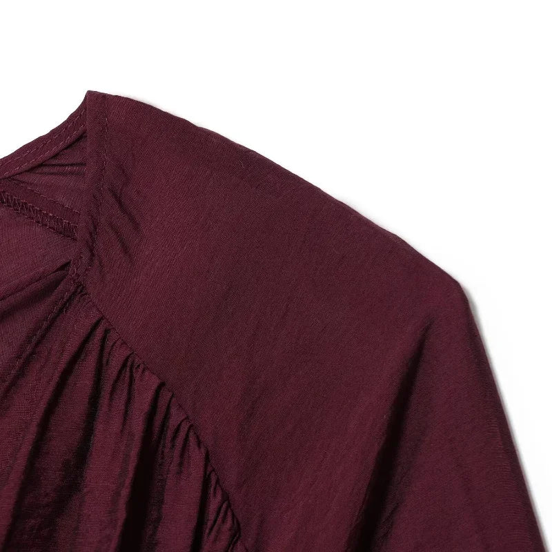 Angel חולצה אלגנטית בורדו עם מפתח וי