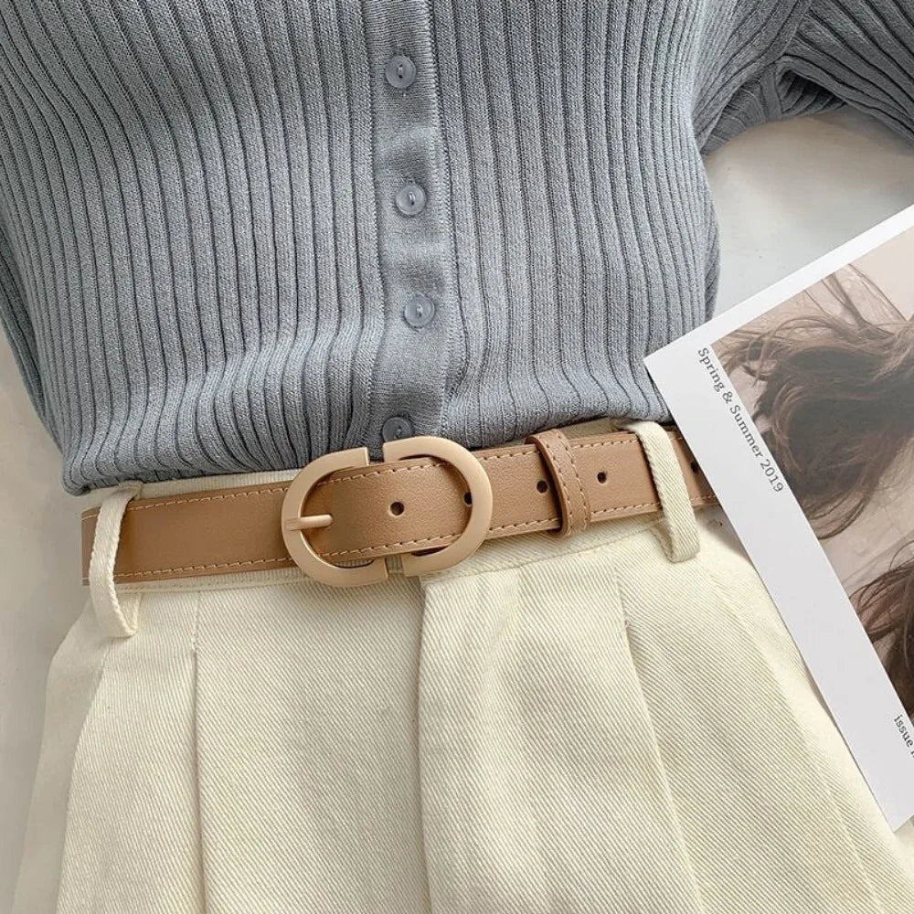 Coffey חגורת נשים קלאסית עם אבזם עגול