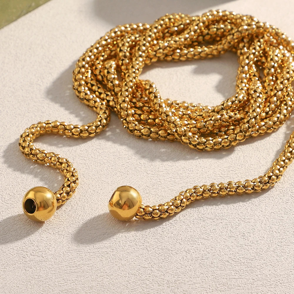 Jarvis שרשרת זהב כפולה בעיצוב כדורים מודרני