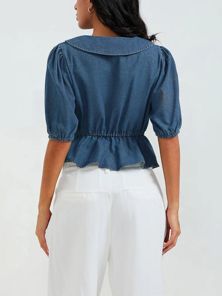 Rhonda חולצת ג׳ינס שרוכים