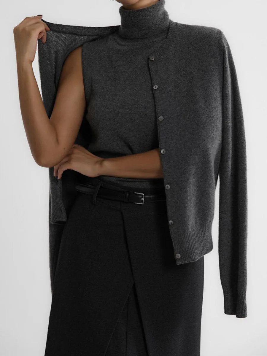 Byrne סט סריג גולף וקרדיגן אלגנטי Outlet