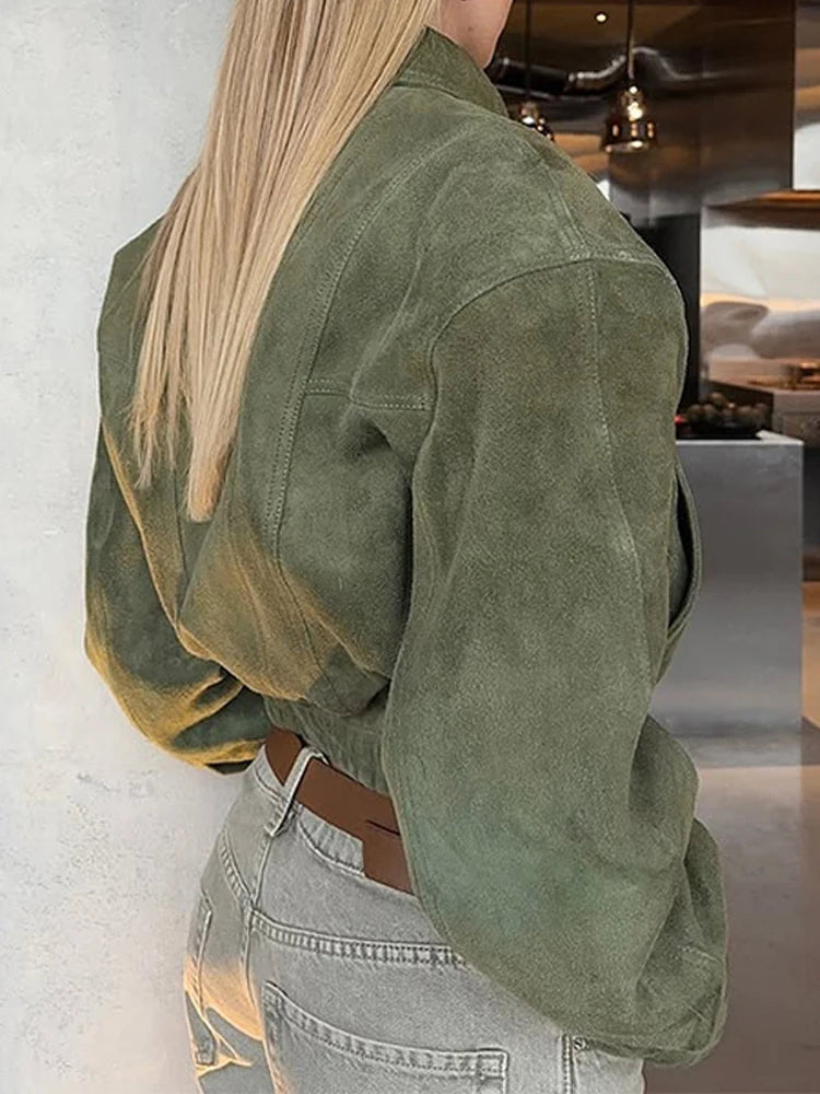 Ponce ז׳קט סוויד קצר בגזרה רחבה