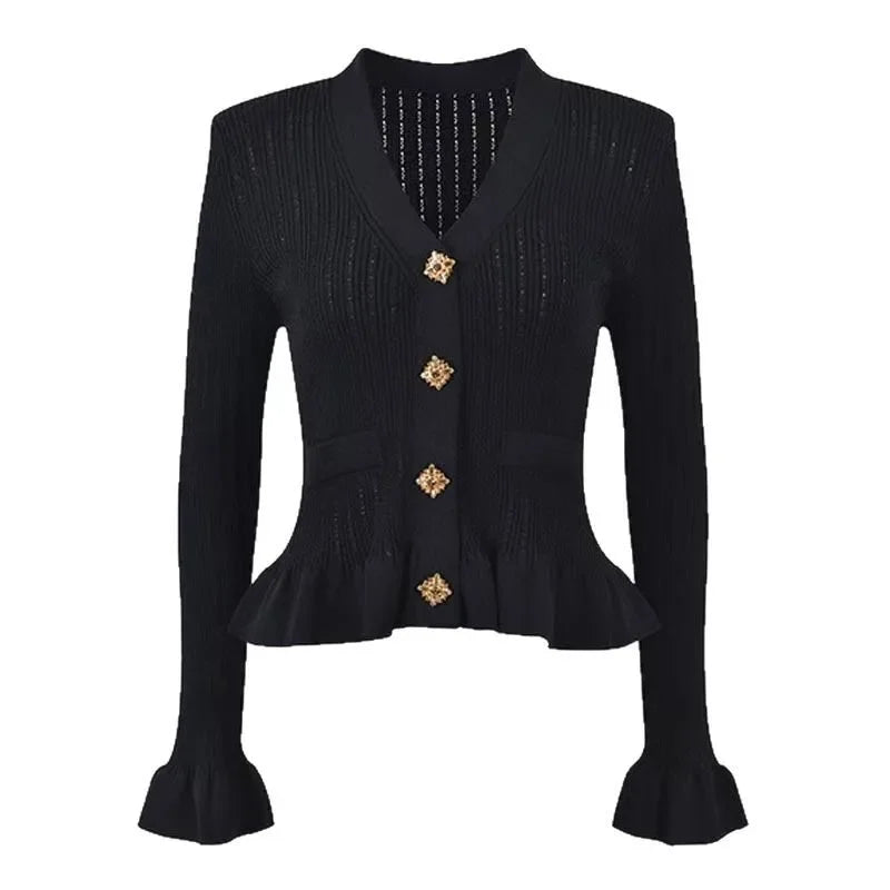 Paula קרדיגן סרוג אלגנטי עם כפתורי זהב