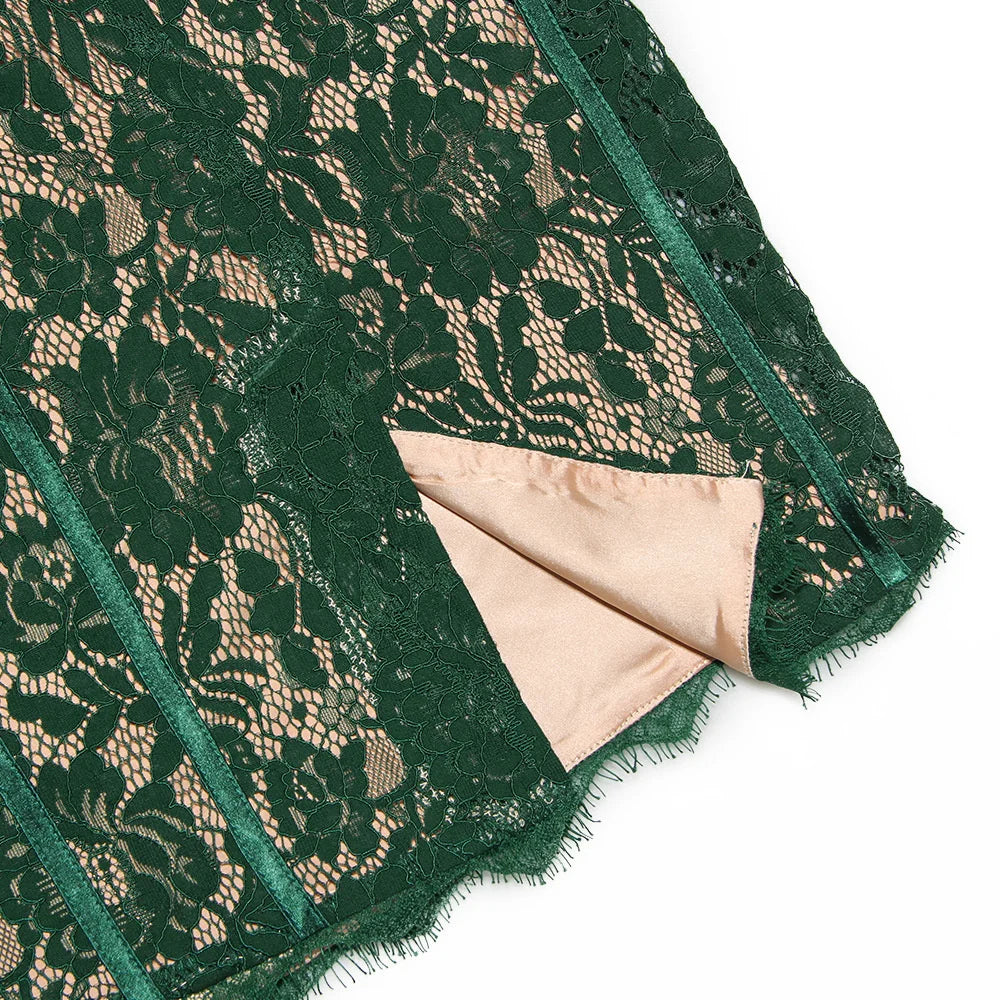 Rhodri שמלת מידי תחרה מחטבת Outlet