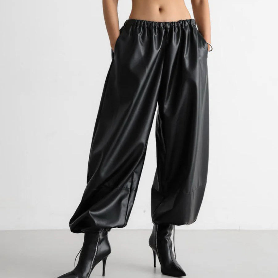 Brenda מכנסי עור רחבים