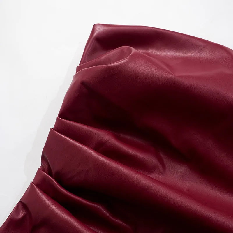 Davis טופ סטרפלס דמוי עור