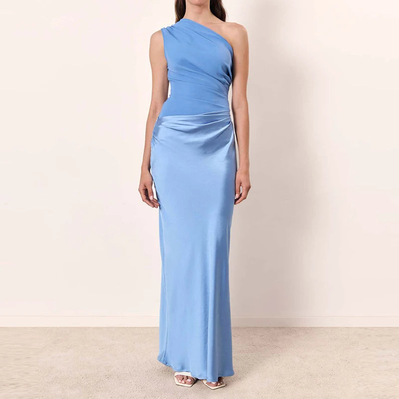 Erica שמלת מקסי סאטן אלגנטית