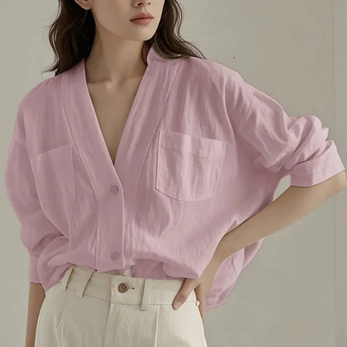 Marco חולצת כותנה לבנה עם כפתורים