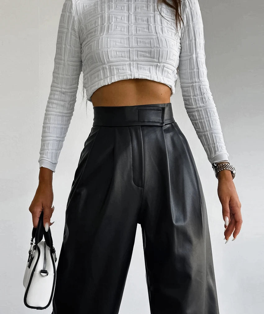 Lily מכנסיים ארוכים דמוי עור