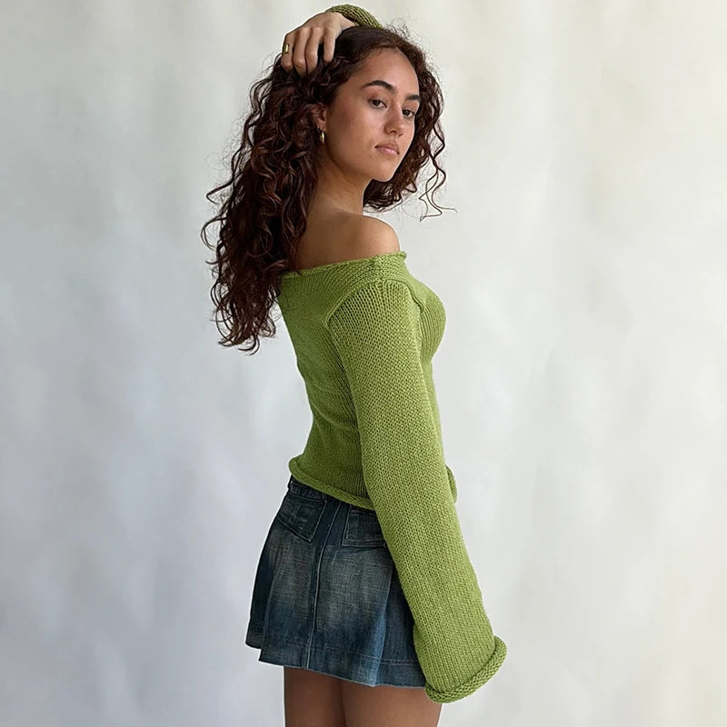 Elmer סוודר יין כתף חשופה