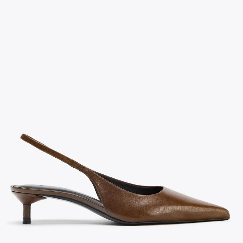 Milo נעלי עקב מחודדות מעור חום