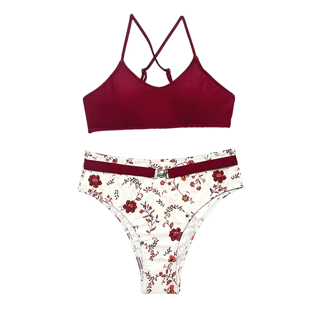 Alesha ביקיני פרחוני עם חגורת מותן