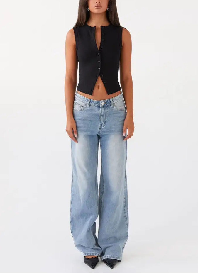 Luke גופיית קרופ עם כפתורים