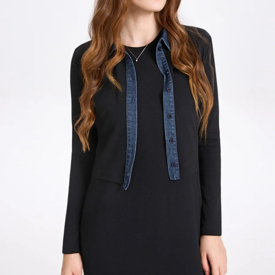 Morrow קרדיגן ריב עם צווארון דנים