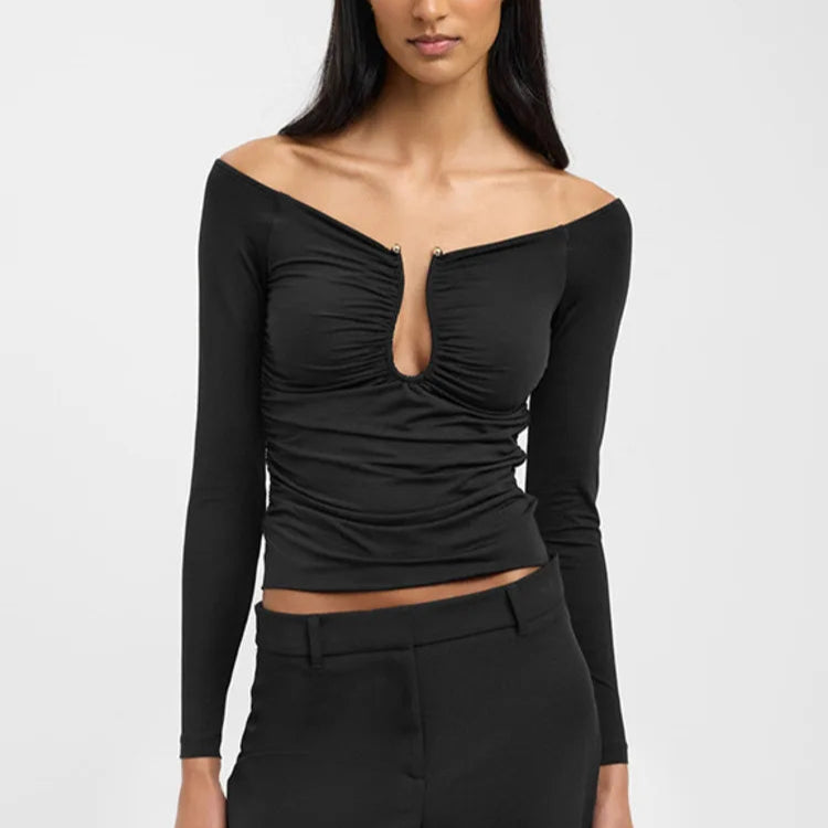 Stella חולצת אוף שולדר עם מפתח עמוק