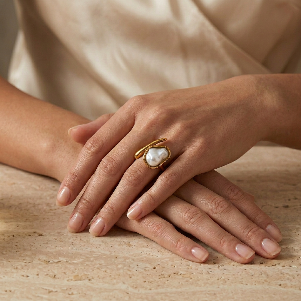 Orlina טבעת פנינה