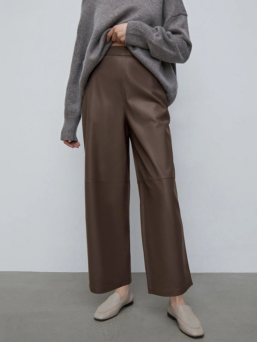 Chan מכנסיים ארוכים דמוי עור