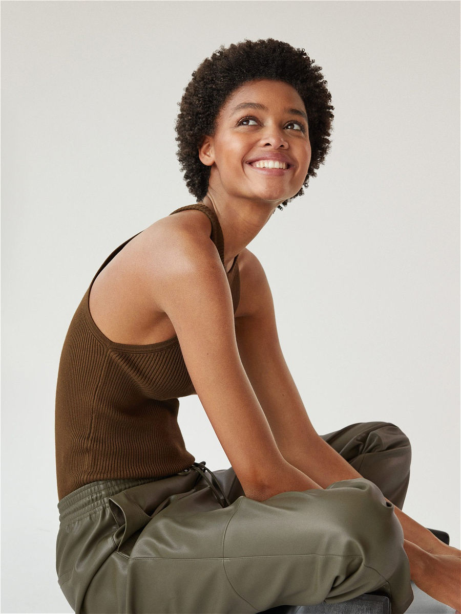 Rios מכנסי דמוי עור קרופ