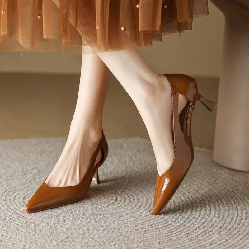 Arron נעלי סירה עקב מעור