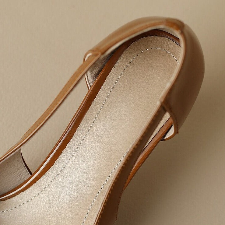 Arron נעלי סירה עקב מעור