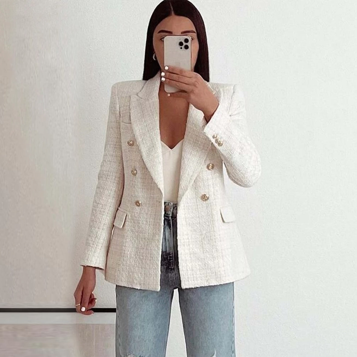 Greer בלייזר עם כפתורים בולטים Outlet