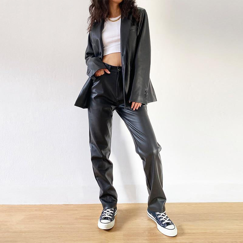 Alice מכנסיים דמוי עור בגזרה ישרה