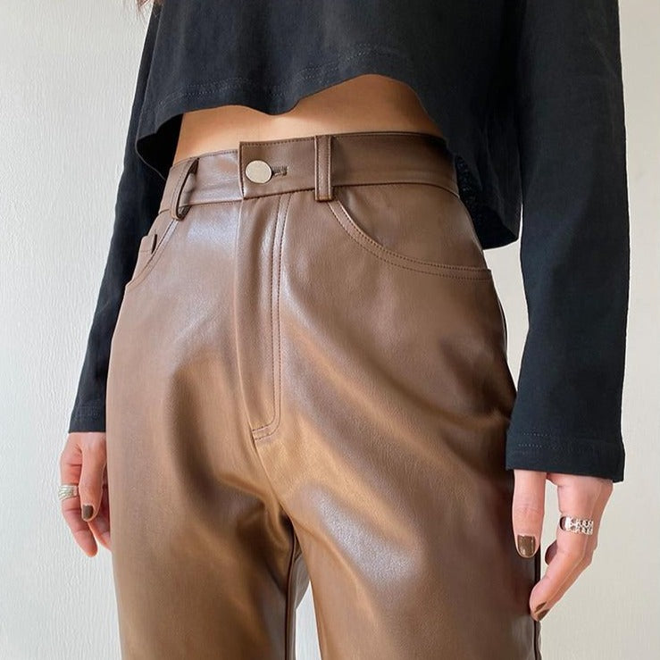 Neith מכנסיים דמוי עור בגזרה ישרה