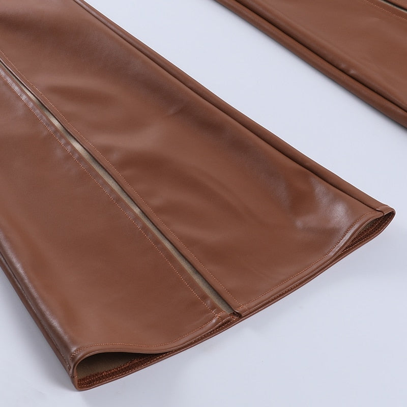 Mirin מכנסיים ארוכים דמוי עור