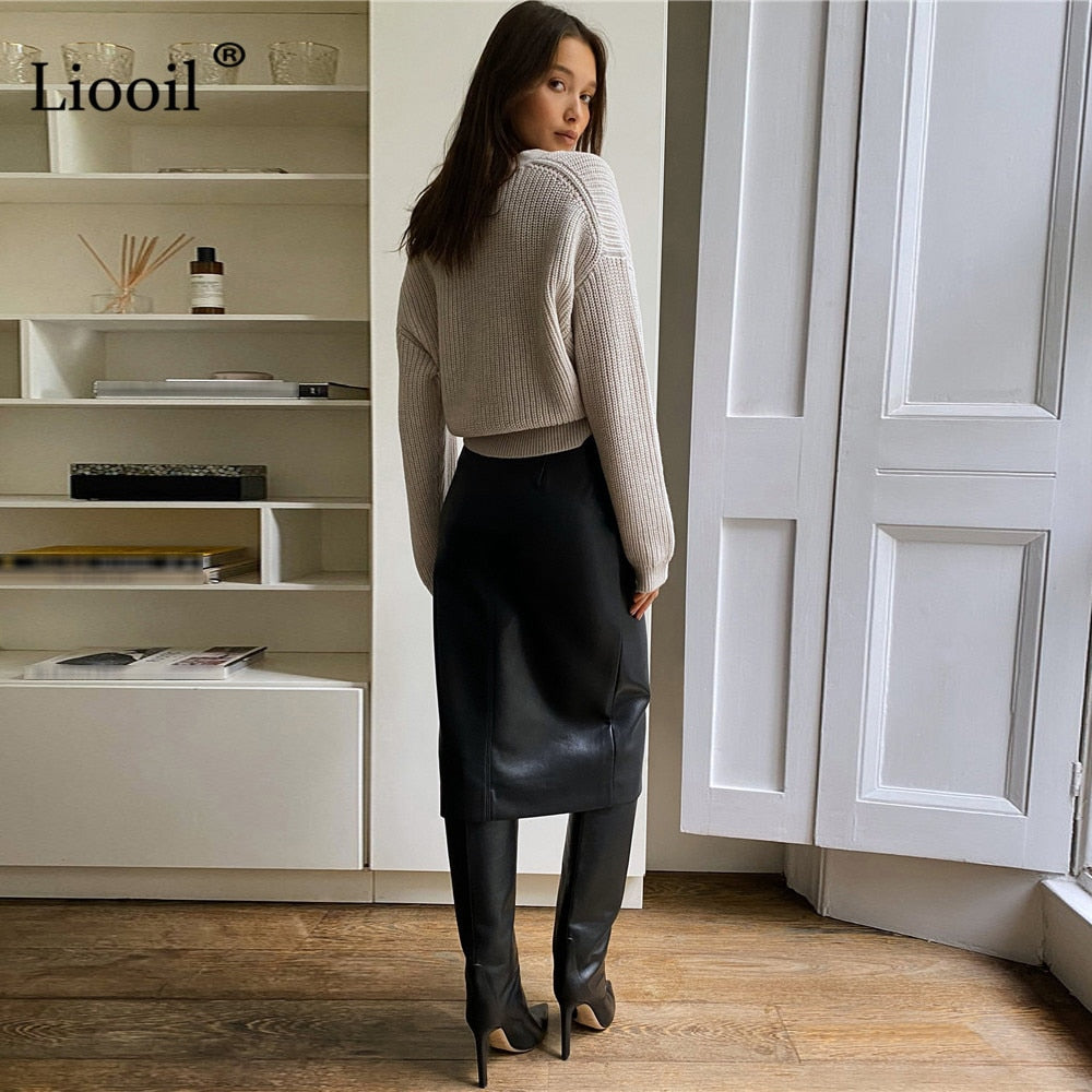 Parisa חצאית מידי דמוי עור