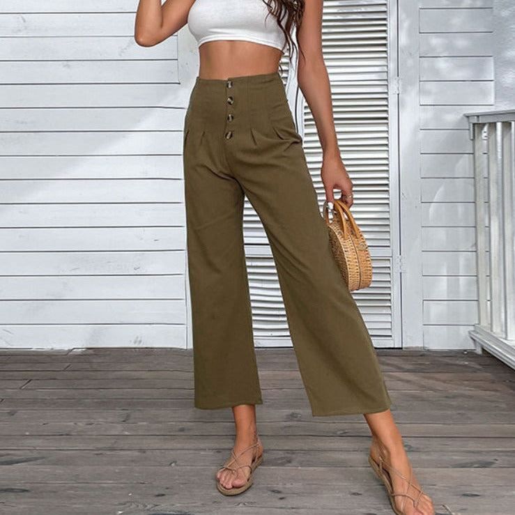 Mangy מכנסי קרופ עם כפתורים