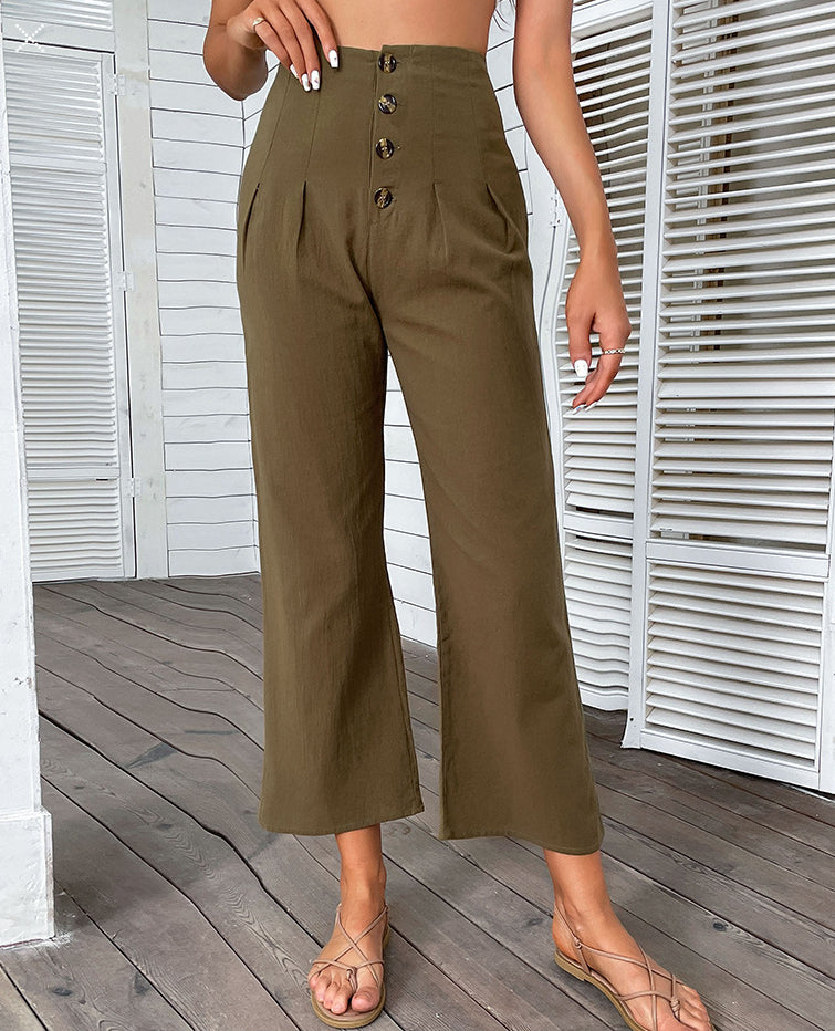 Mangy מכנסי קרופ עם כפתורים